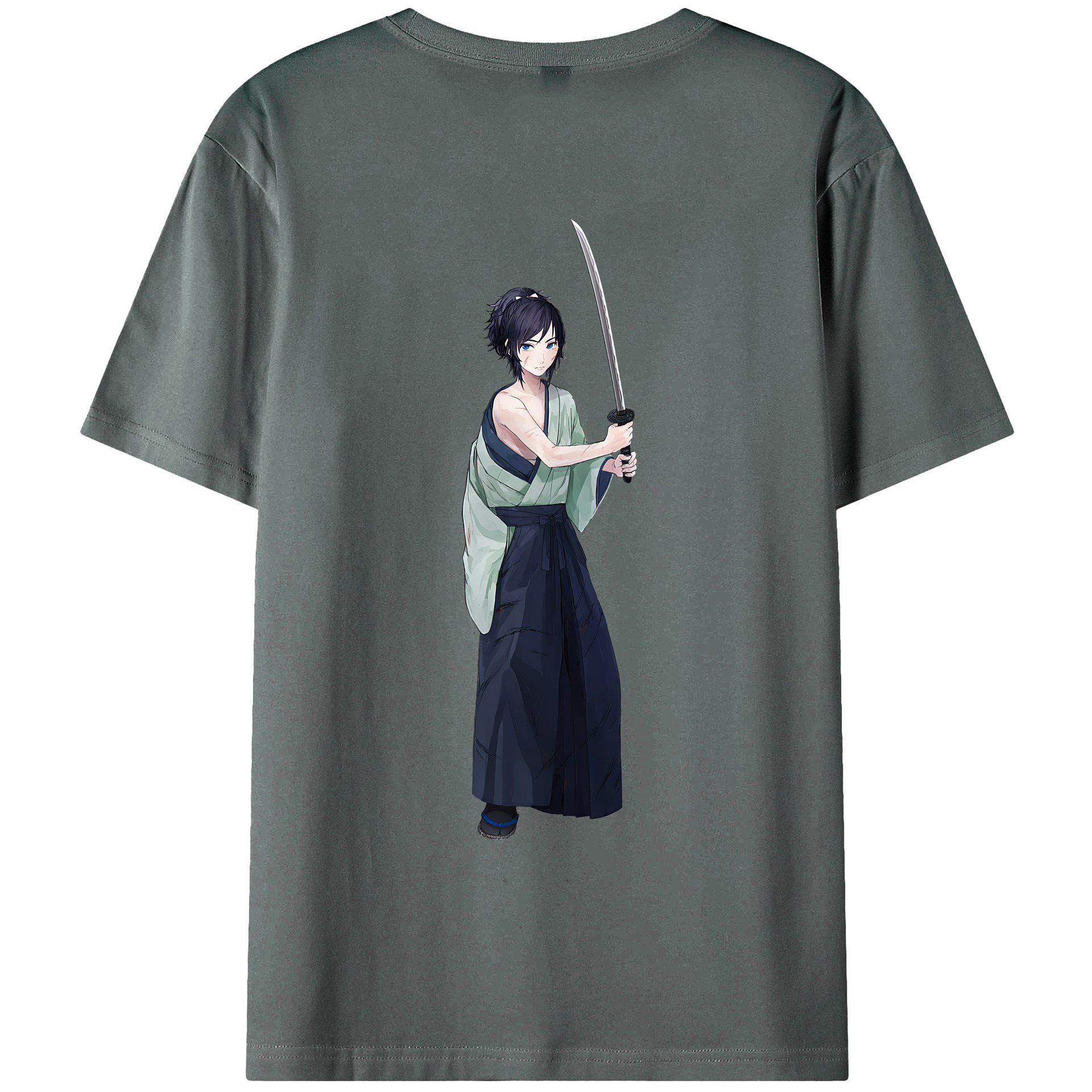 （画像用） 刀剣乱舞 Touken Ranbu 綿100％ メンズ半袖Tシャツ（バックプリント） 通気性